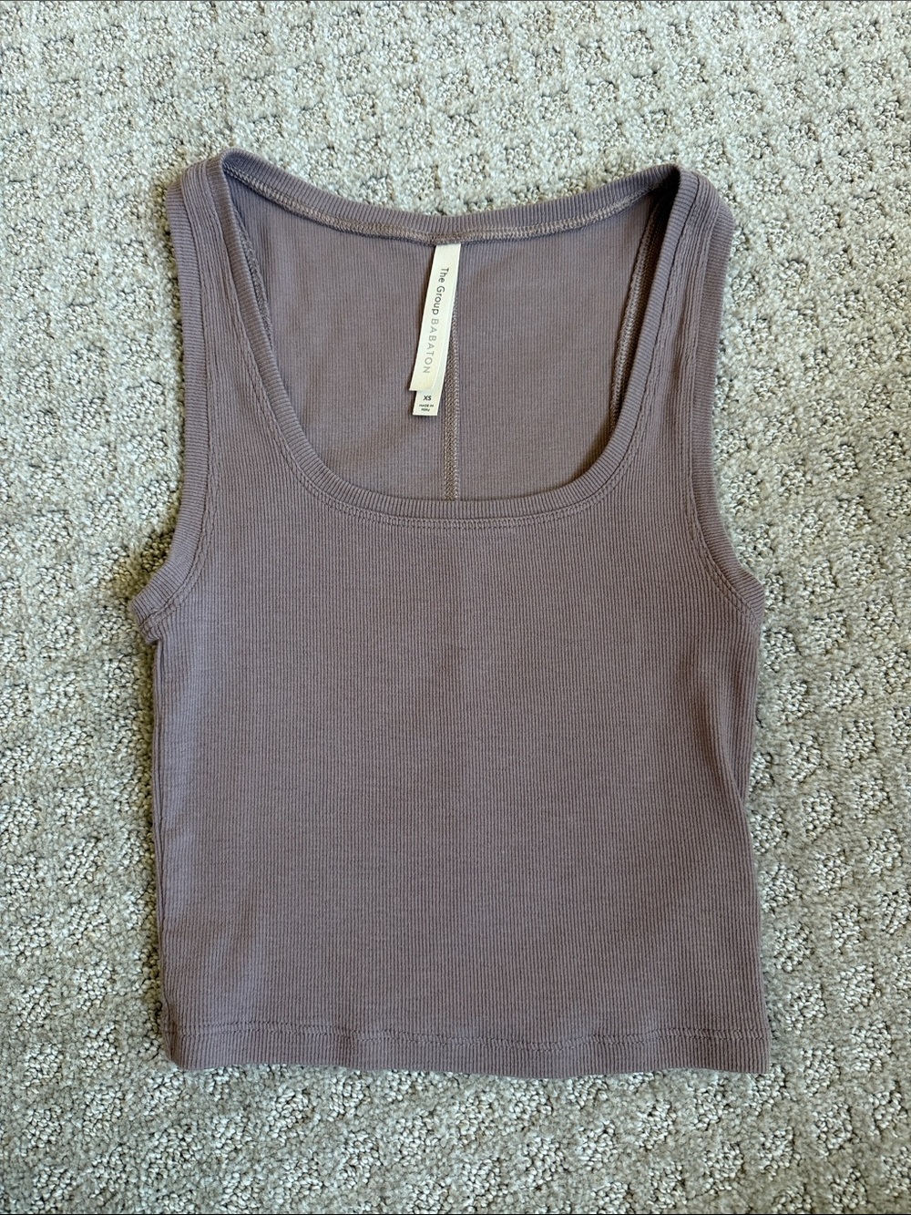 Aritzia Ribbed Tank Top in Mauve Taupe